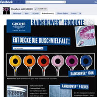 Screenshot-Ausschnitt des Markenherstellers Grohe, der über "Duschbotschafter"-Kampagne auf Facebook von sich reden macht(e).