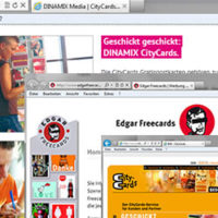 Website-Screenshots der Werbepostkarten-Anbieter Edgar Freecards, DINAMIX und CityCards.de