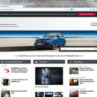 Screenshot-Ausschnitt des neues Newsroom von Audi (URL: audi-newsroom.de), mit dem der Automobilhersteller auch Blogger anspricht.