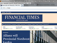 In Krze auch online Vergangenheit: das (einstige) Flaggschiffe der deutschen Presselandschaft, die Financial Times Deutschland (Bild: Screenshot-Ausschnitt der FTD-Website).
