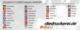 Länderübersicht: Versand in 31 Länder Europas
