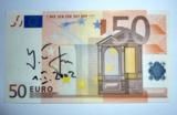 Der Fünfzig-Euroschein signiert von Helmut Kohl