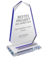 Das Symbol exzellenter BI-Projekte - der ATVISIO Award 2016 aus reinstem Kristallglas.