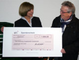 MTI-Geschäftsführerin Sabine Machwürth überreicht Spendencheck