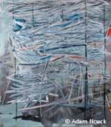 Adam Noack: Regal (Papierflut), Öl auf Leinwand, 2015