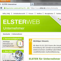 Screenshot-Ausschnitt der ElsterOnline-Website
