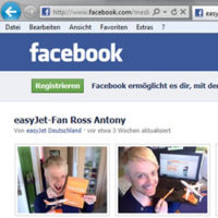 Screenshot-Ausschnitt der EasyJet-Facebook-Seite zum "Fan" Ross Antony