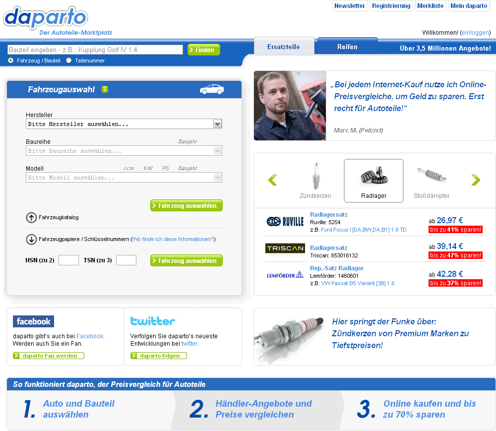 Daparto.de der Autoteile-Preisvergleich startet mit Vollgas in die ...